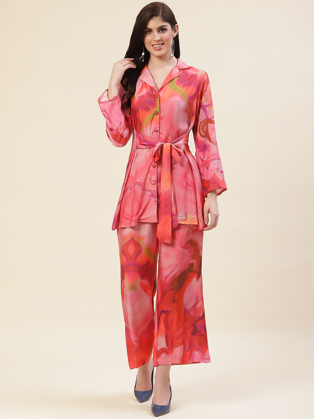 

Meena Bazaar Abstract Printed Tunic with Palazzos, Pink