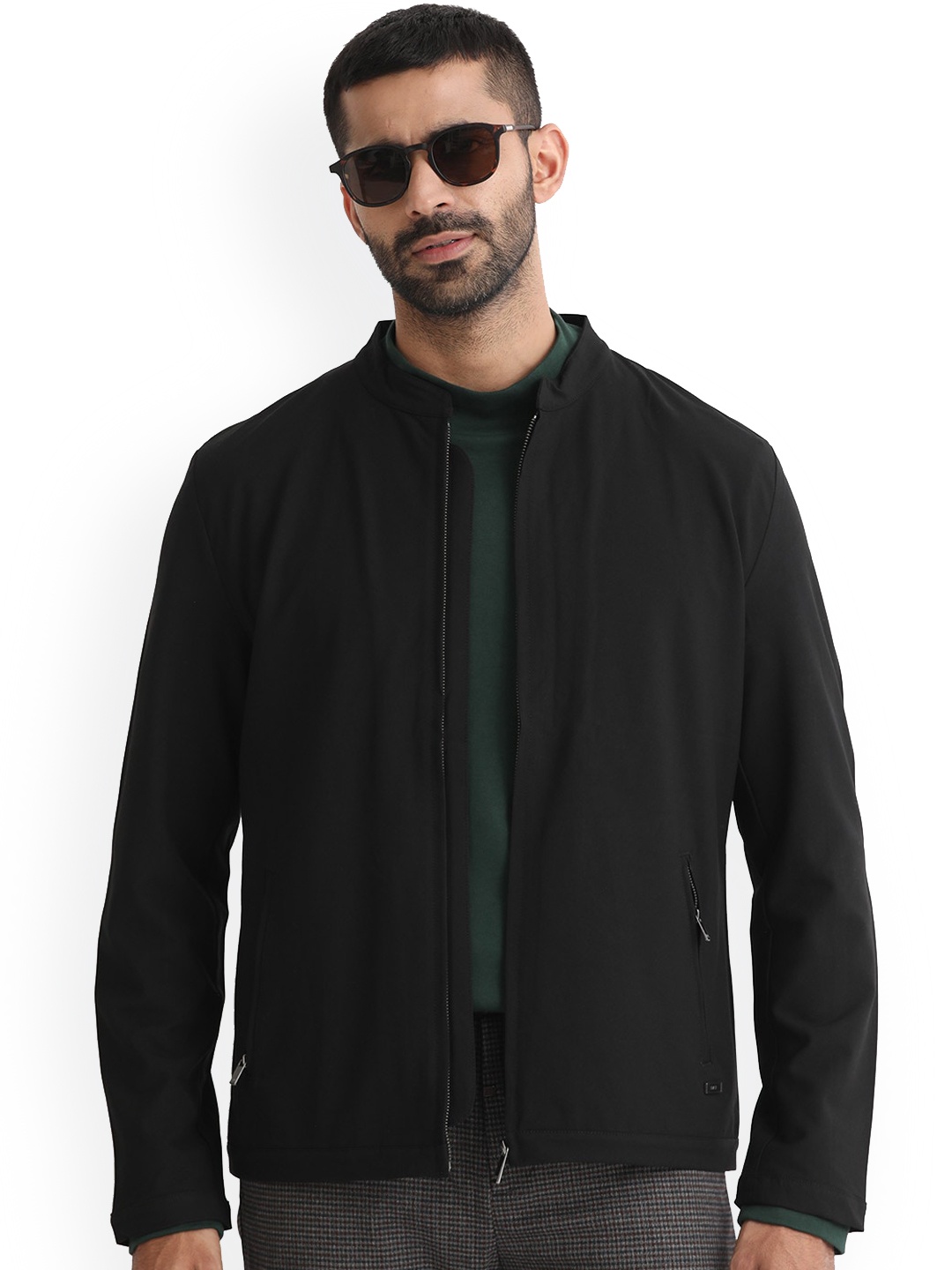 

RARE RABBIT Men Rion Tailored Fit Mock Collar Sporty Jacket, Black
