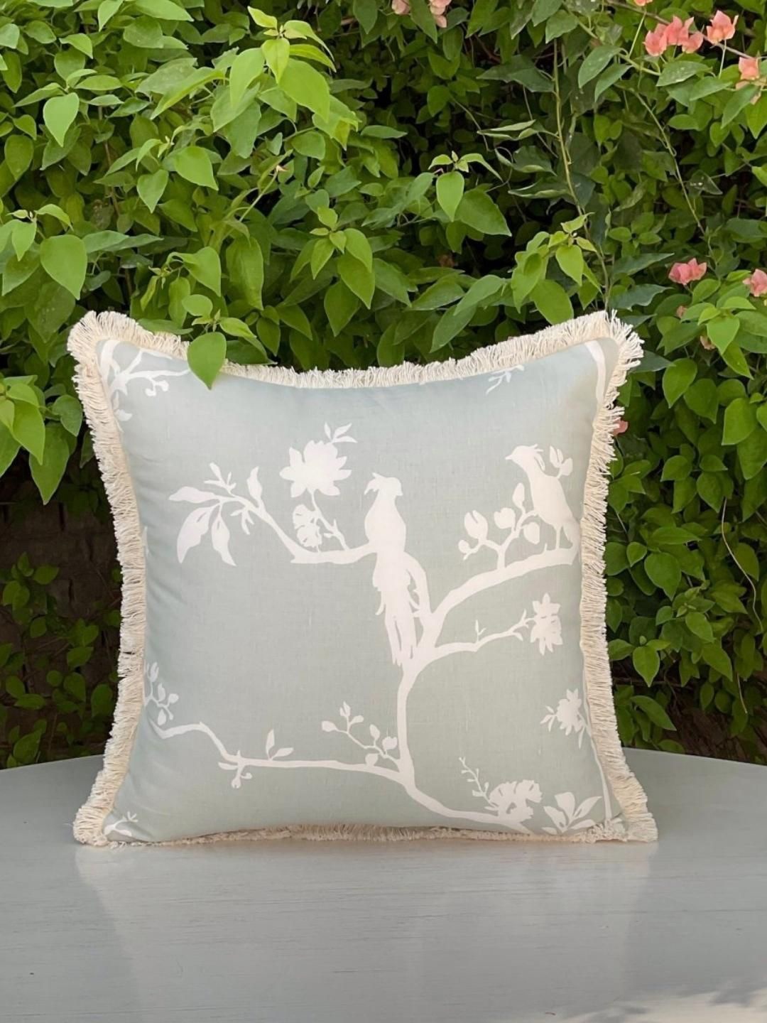 

Studio Covers Sea Green & White Floral Linen Square Cushion Cover