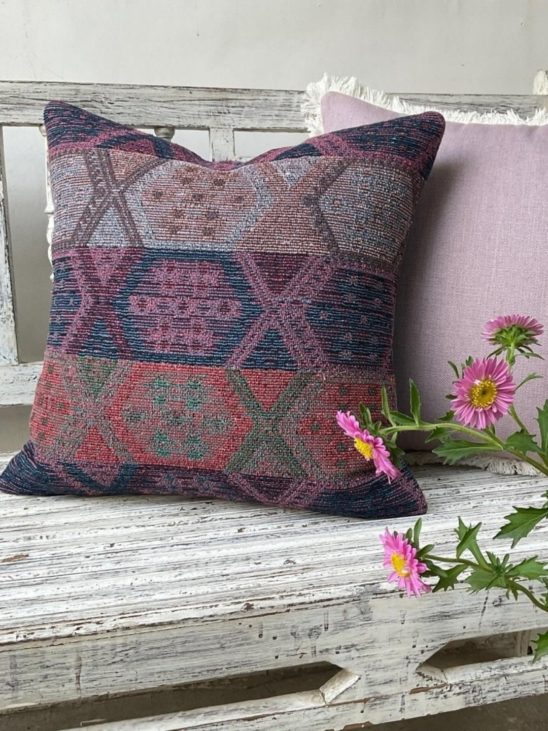 

Studio Covers Purple & Orange Geometric Cotton Square Cushion Cover