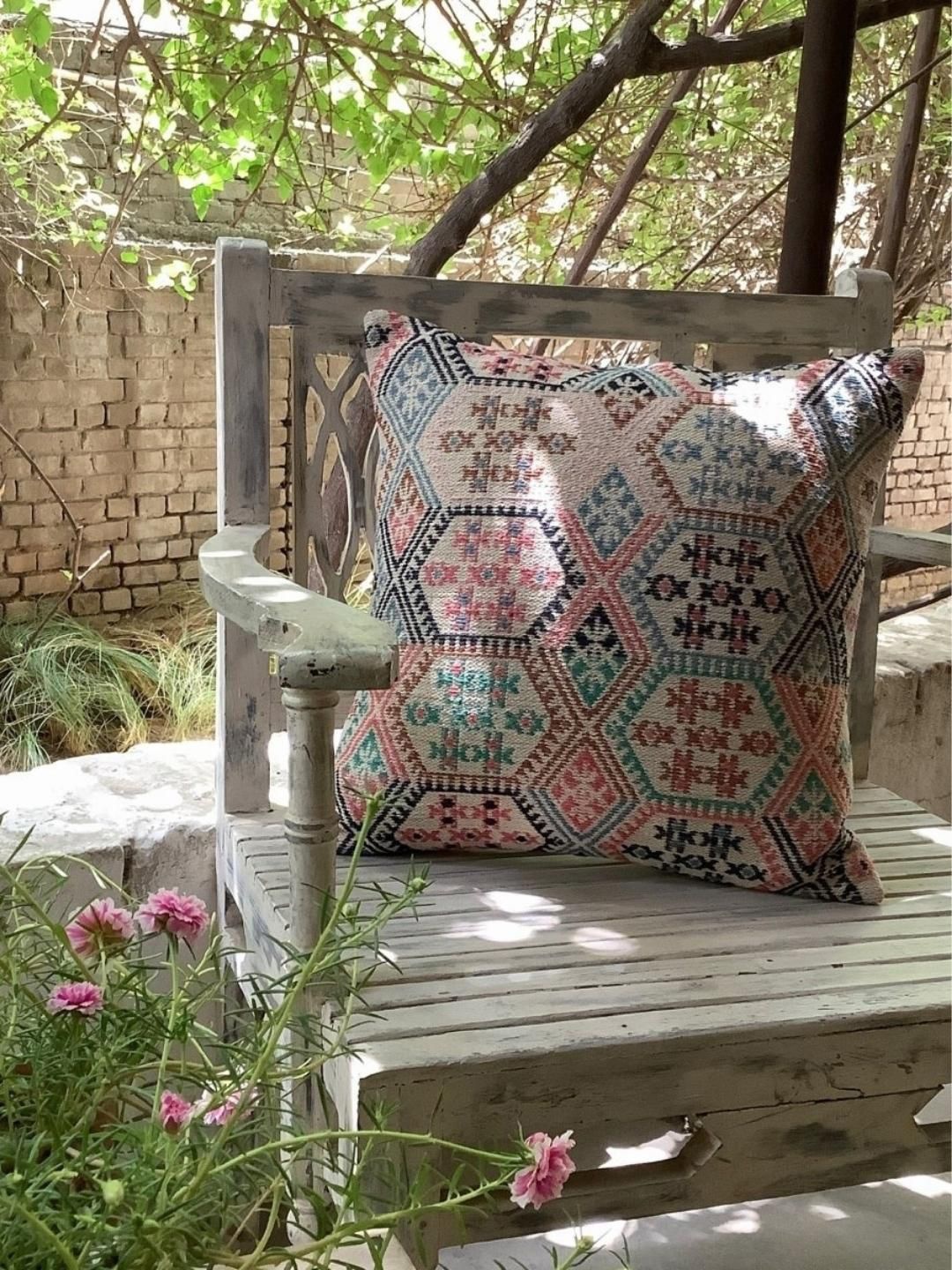 

Studio Covers Blue & Red Geometric Cotton Square Cushion Cover