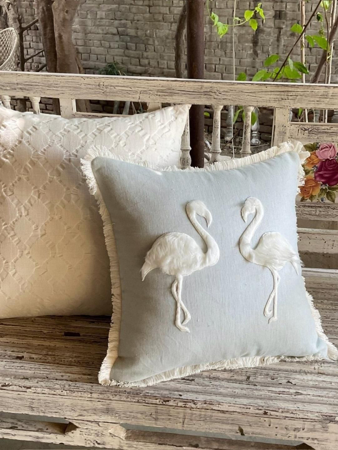 

Studio Covers Sage Amity Sea Green Embroidered Cotton Square Cushion Covers