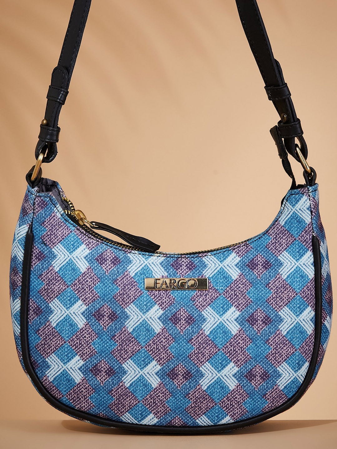 

FARGO Geometric Printed Structured Sling Bag, Blue