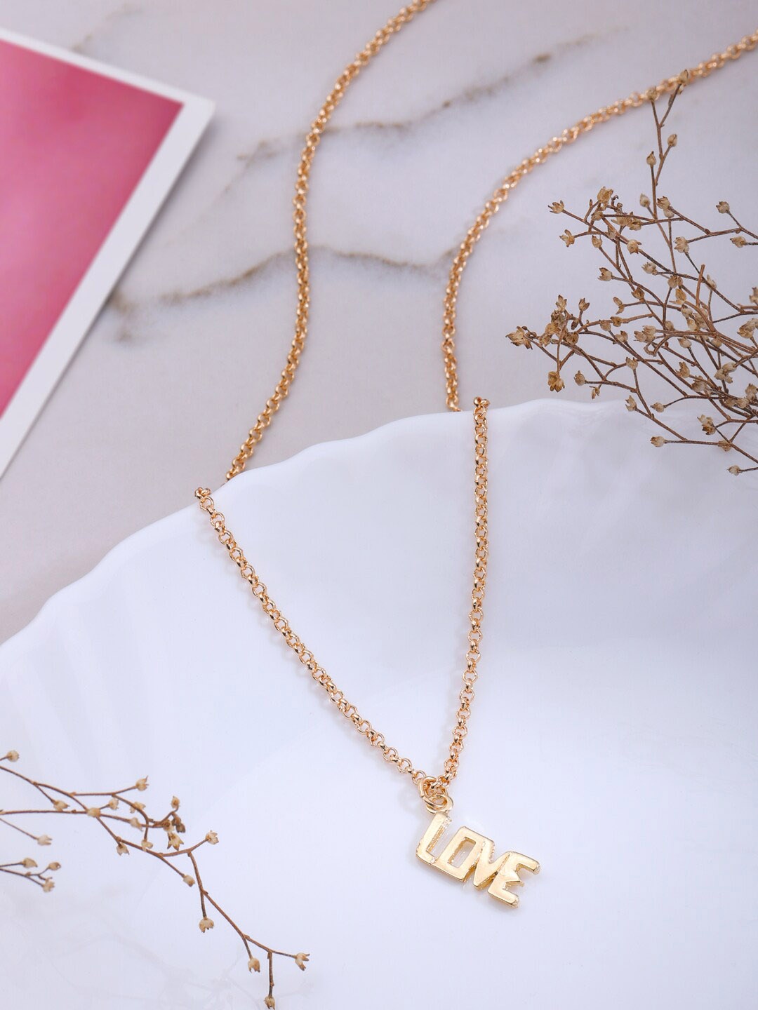 

VIRAASI Gold-Plated Love Pendant Chain Necklace