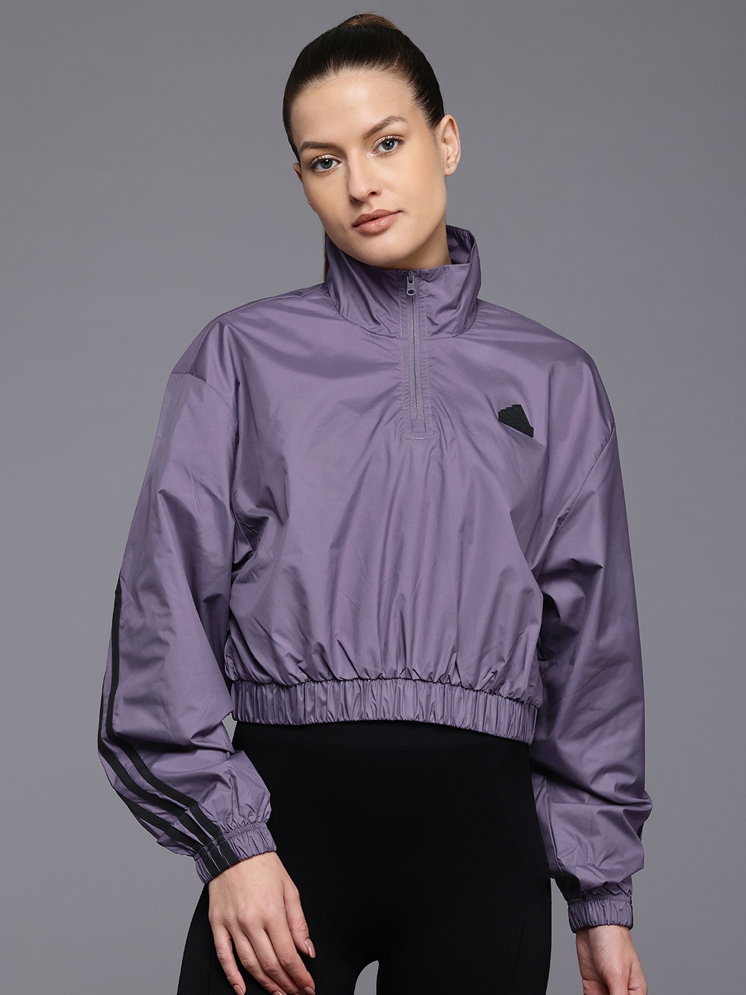 

ADIDAS Women Future Icons Striped Sporty Jacket, Purple