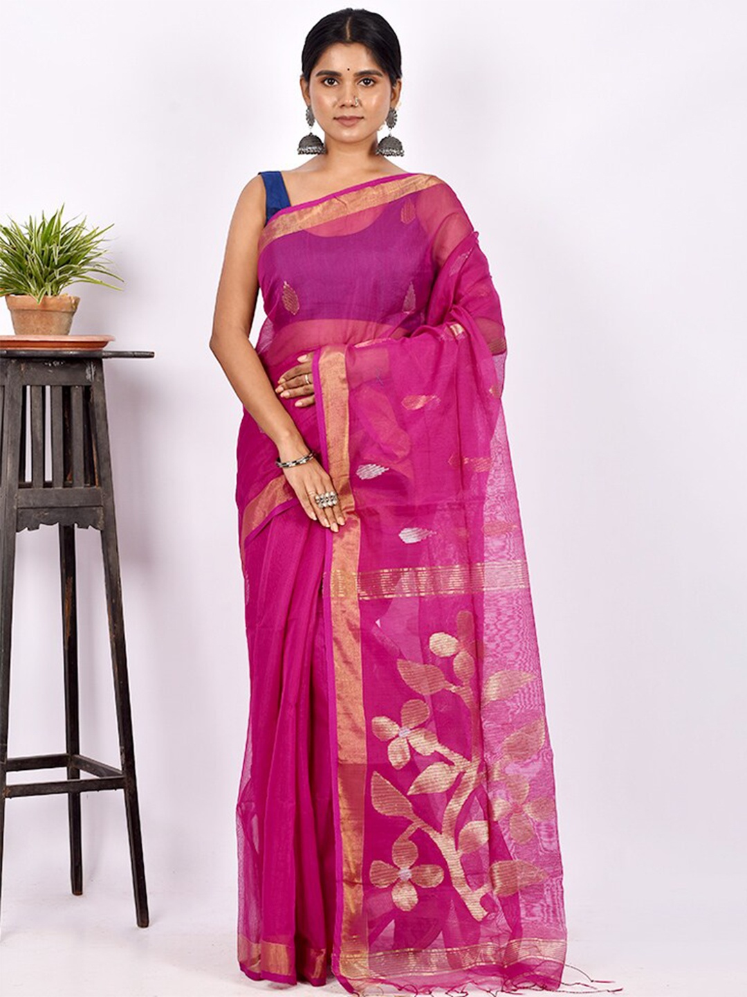

AllSilks Woven Design Zari Detailed Art Silk Saree, Purple