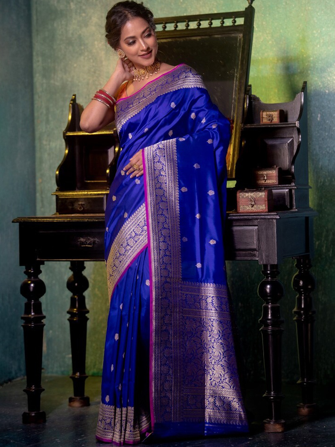 

AllSilks Ethnic Motifs Woven Design Zari Saree, Purple