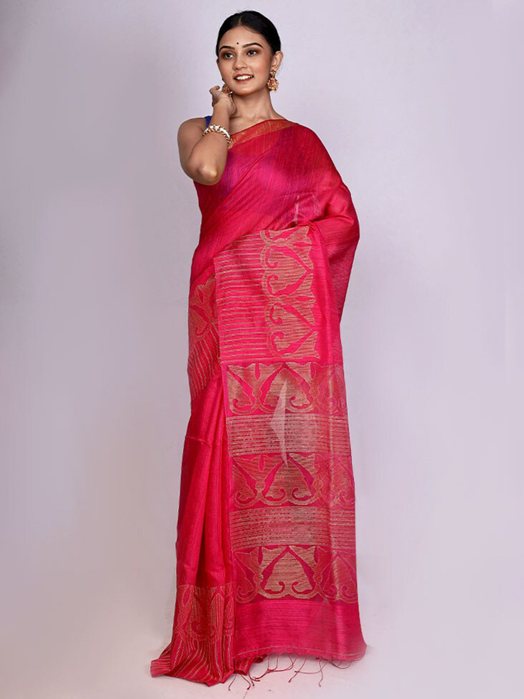 

AllSilks Zari Detailed Pure Silk Saree, Pink