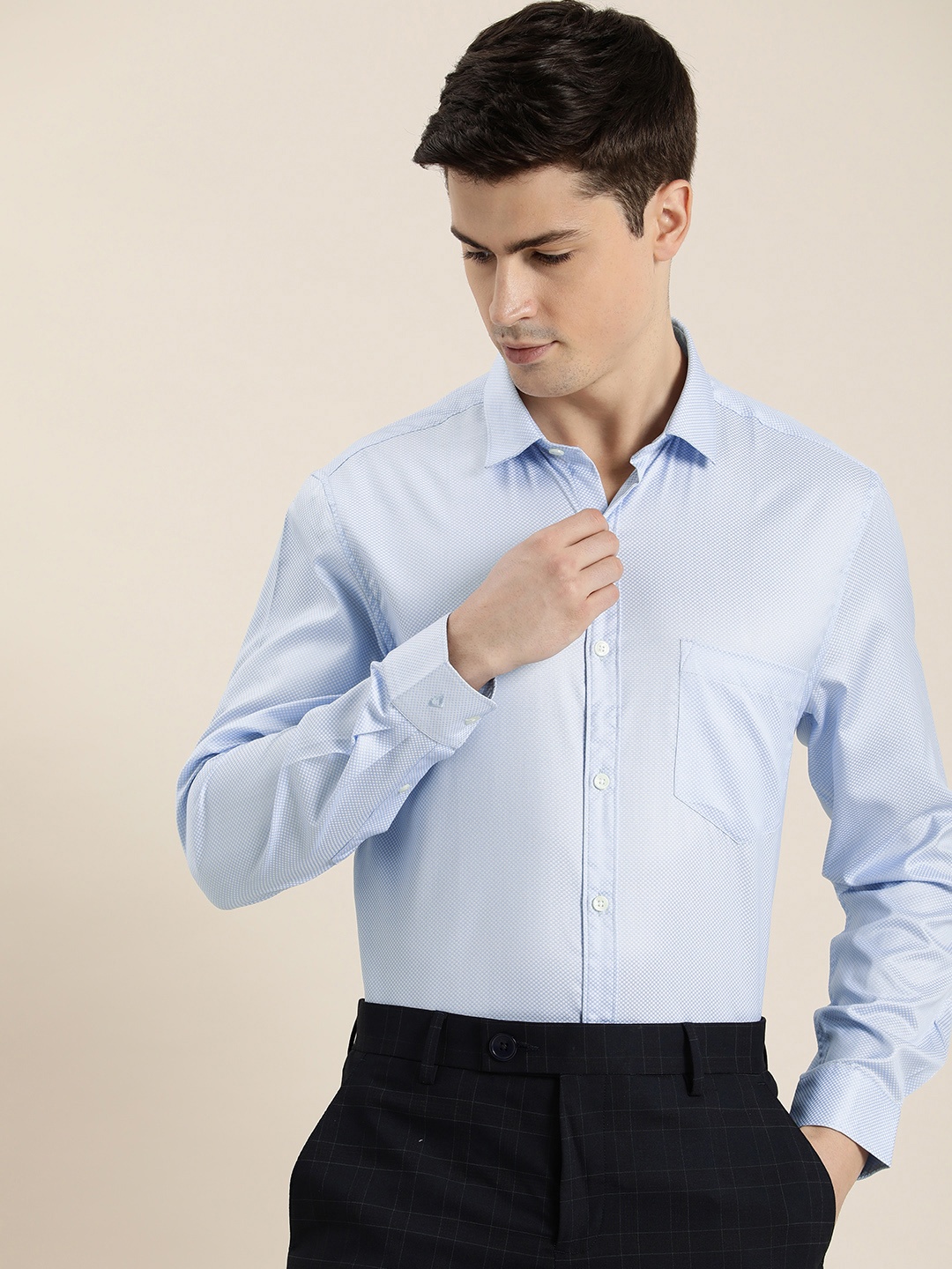 

INVICTUS Men Original Slim Fit Opaque Formal Shirt, Blue