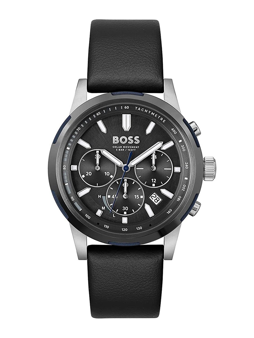 

BOSS Men Brass Dial & Leather Straps Analogue Chronograph Solar Powered Watch 1514031, Grey
