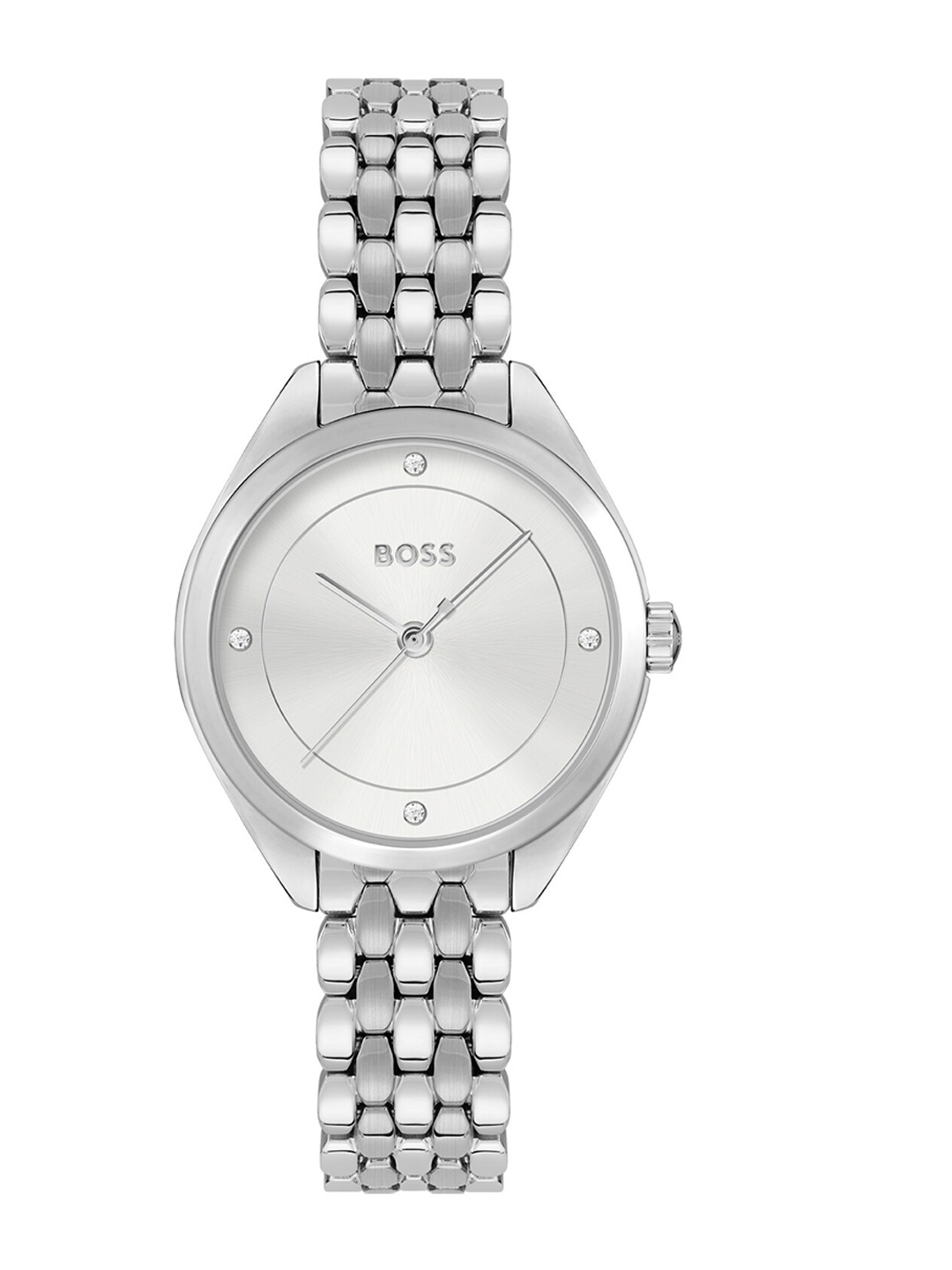 

BOSS Mae Women Brass Dial & Stainless Steel Bracelet Style Straps Analogue Watch 1502722, Silver