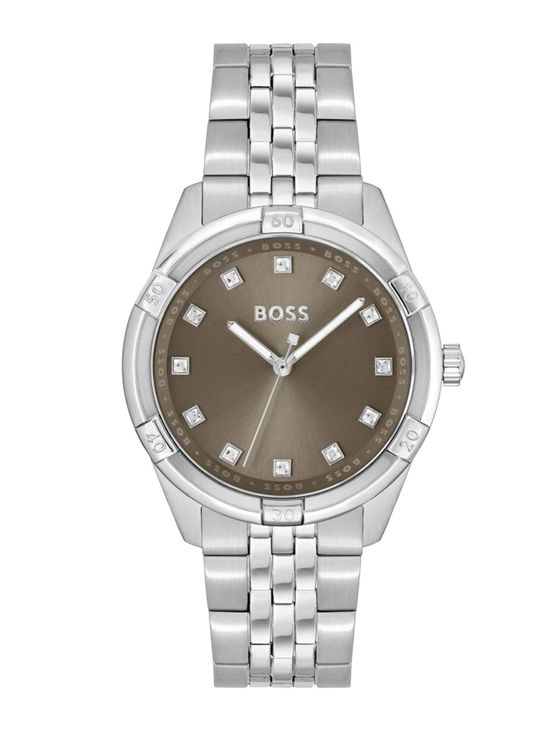 

BOSS Women Brass Embellished Dial Bracelet Style Straps Analogue Watch 1502699, Brown