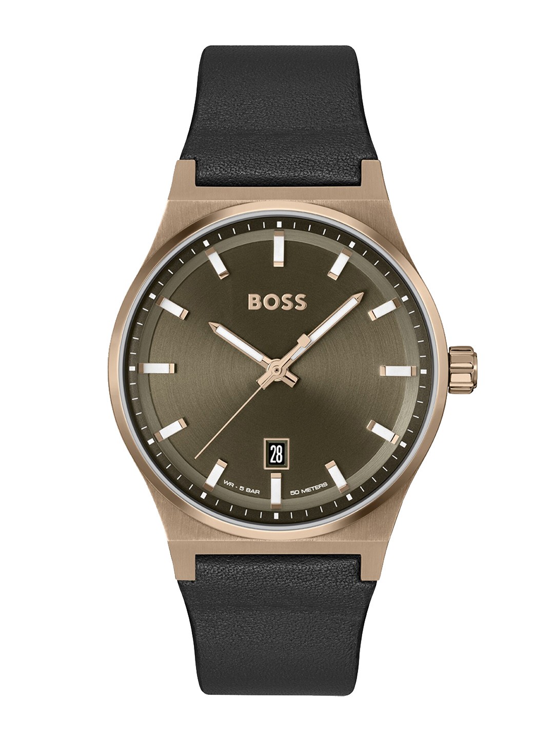 

BOSS Men Textured Leather Straps Analogue Watch-1514080, Green