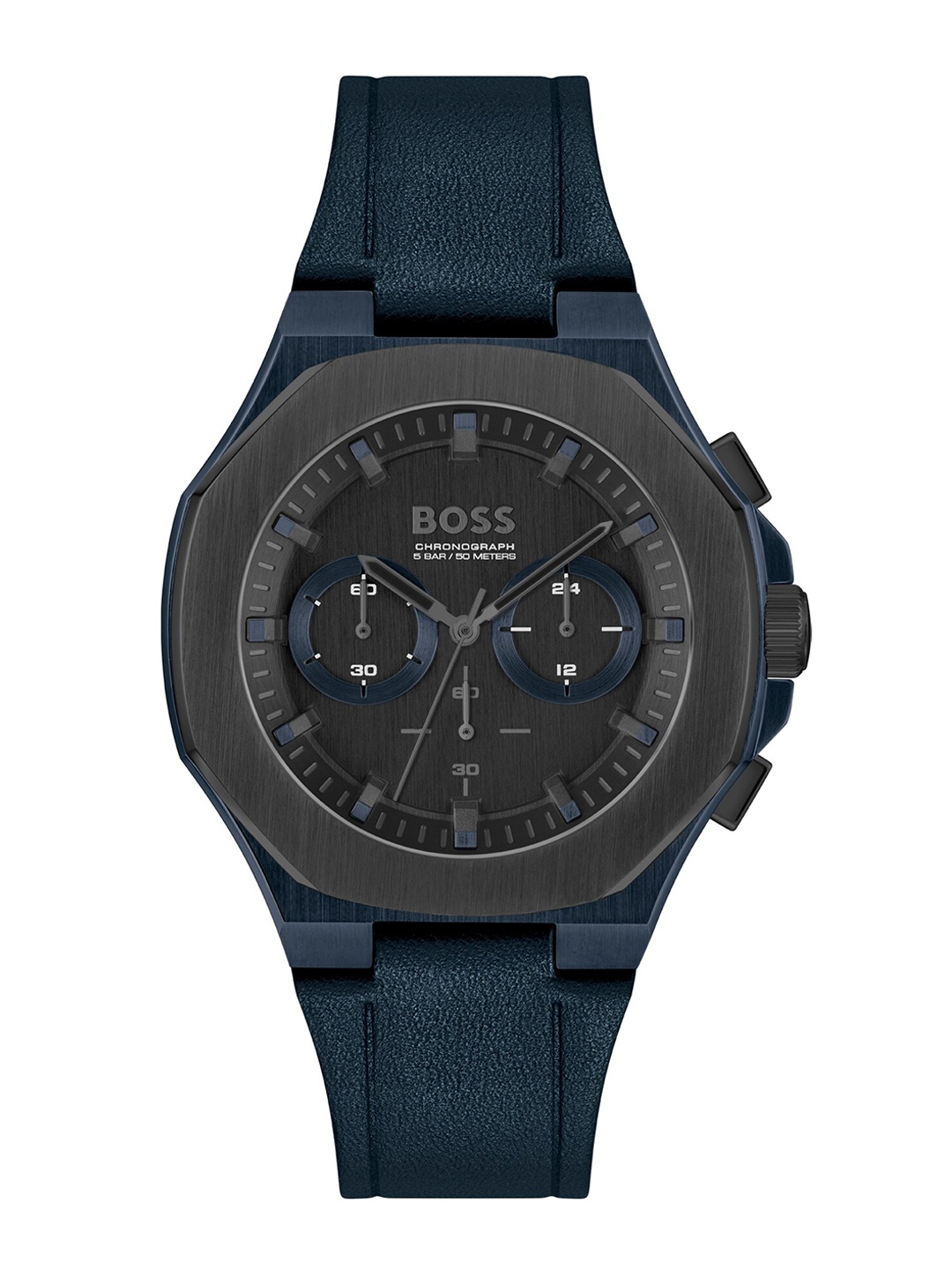 

BOSS Men Brass Dial & Leather Straps Analogue Chronograph Watch 1514086, Black