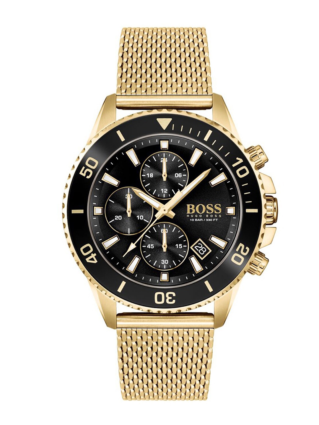 

BOSS Men Brass Dial & Bracelet Style Straps Analogue Chronograph Watch 1513906, Black