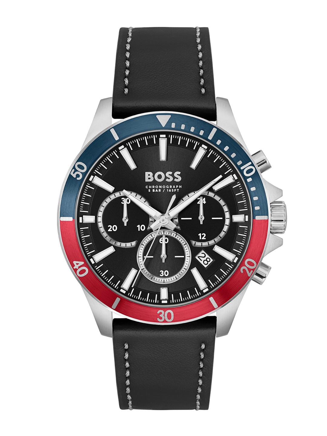 

BOSS Men Brass Dial & Leather Straps Analogue Chronograph Watch 1514099, Black