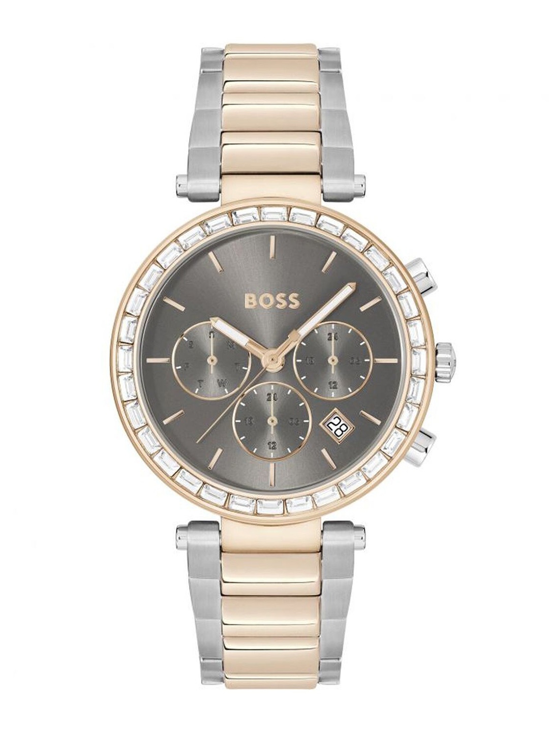 

BOSS Women Brass Textured Stainless Steel Bracelet Style Straps Analogue Watch-1502690, Grey