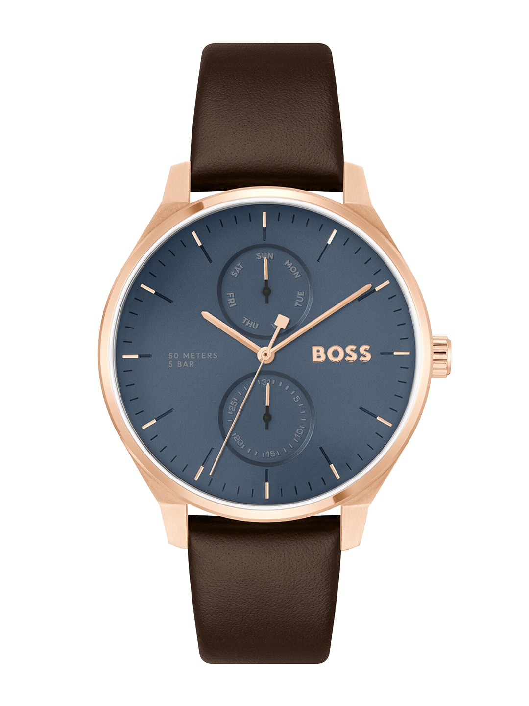 

BOSS Men Textured Dial & Leather Straps Analogue Watch 1514103, Blue