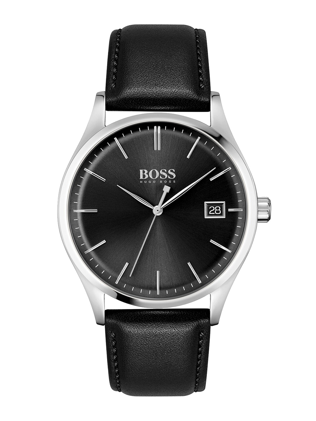 

BOSS Commissioner Men Textured Dial & Leather Straps Analogue Watch 1513831, Black