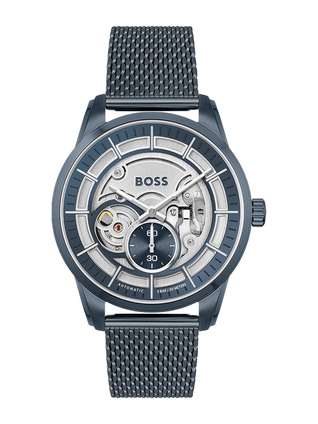 

BOSS Men Skeleton Dial & Bracelet Style Straps Analogue Motion Powered Watch 1513946, Blue