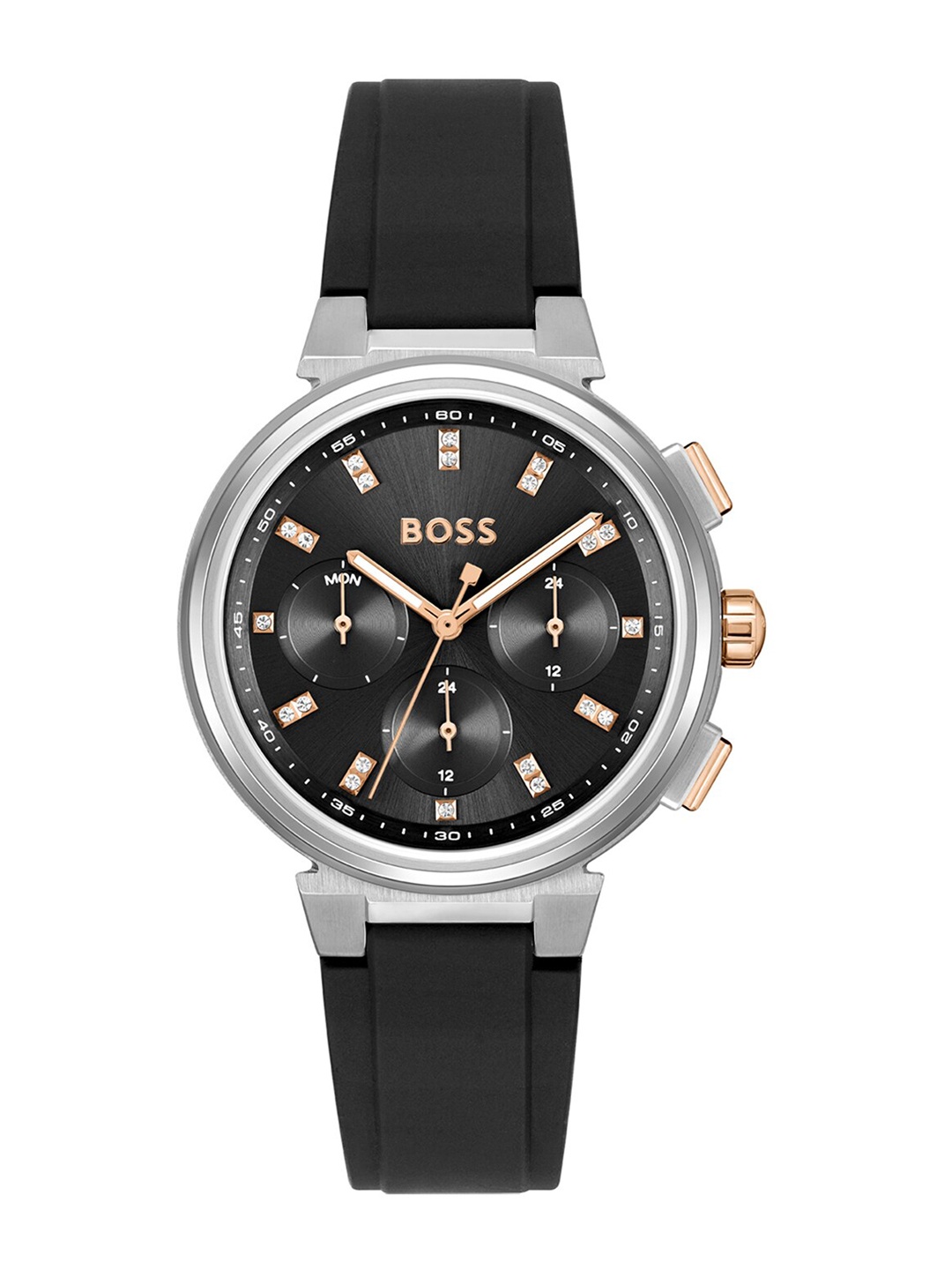 

BOSS Women Embellished Dial & Black Straps Analogue Watch 1502674