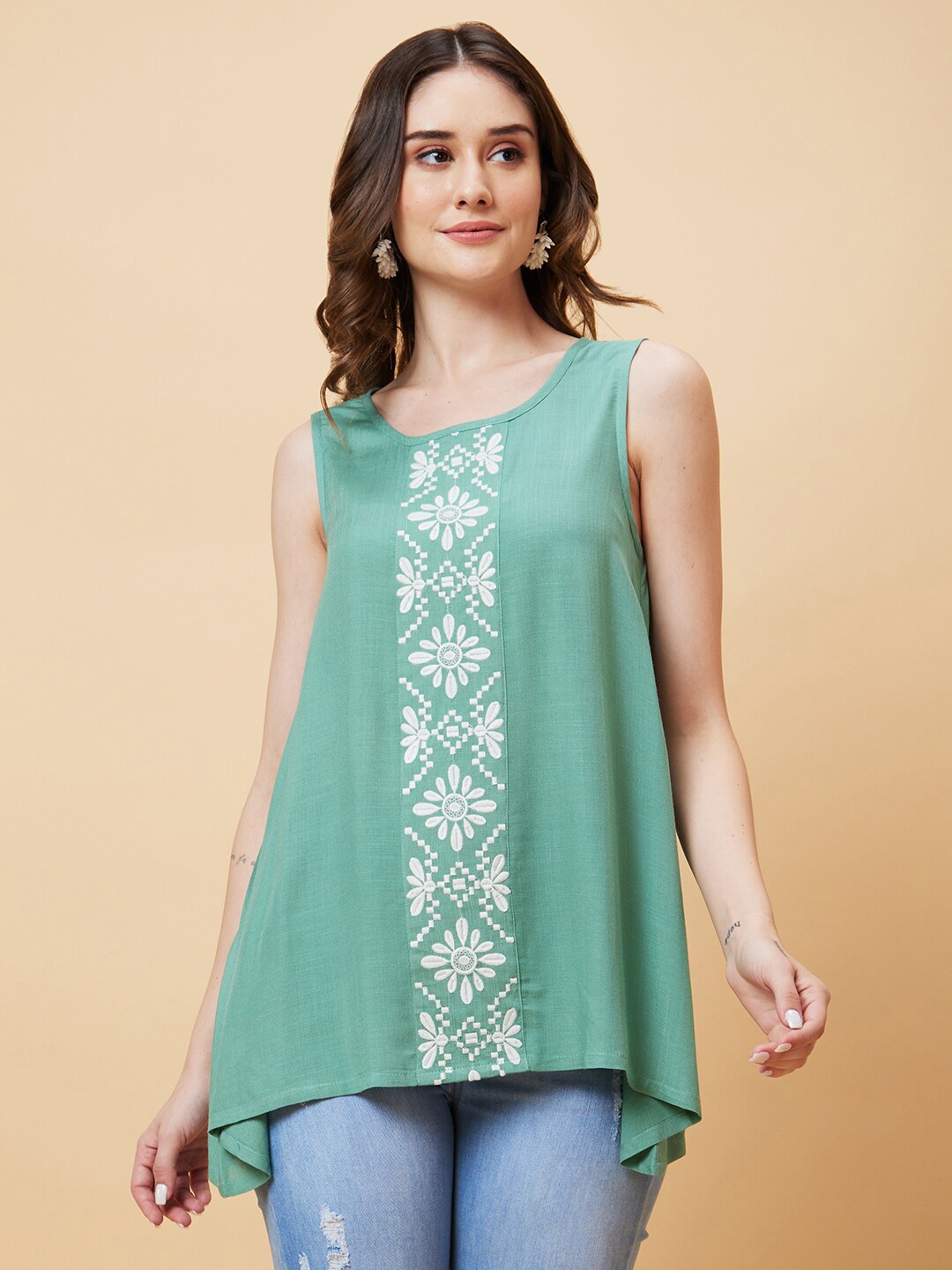 

Globus Embroidered Sleeveless Tunic, Green