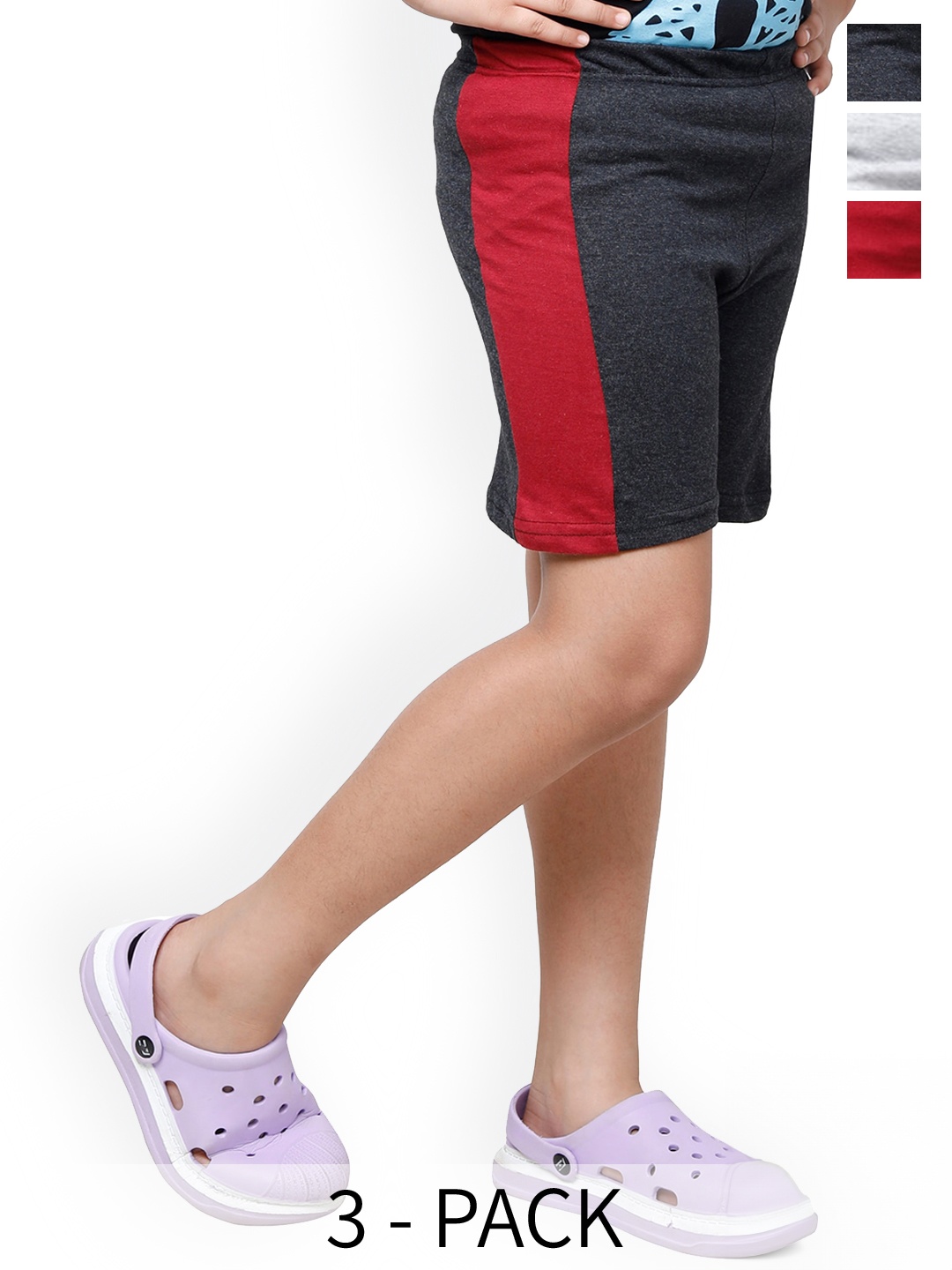 

BAESD Girls Pack Of 3 High-Rise Pure Cotton Shorts, Grey