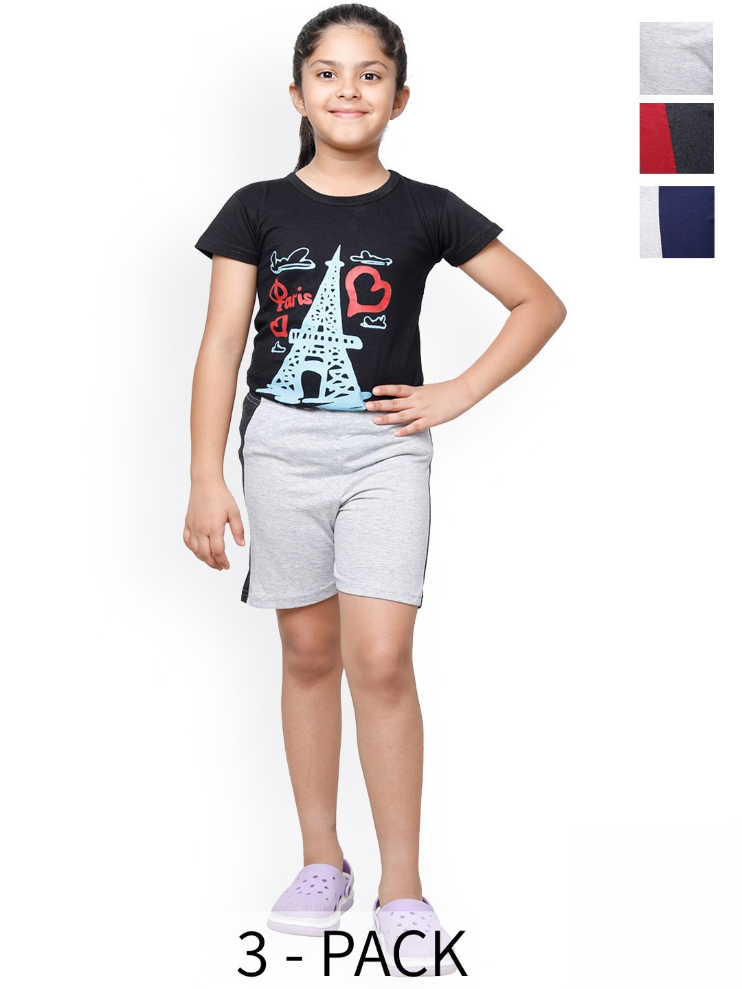 

BAESD Girls Pack Of 3 Pure Cotton Hotpants Shorts, Grey