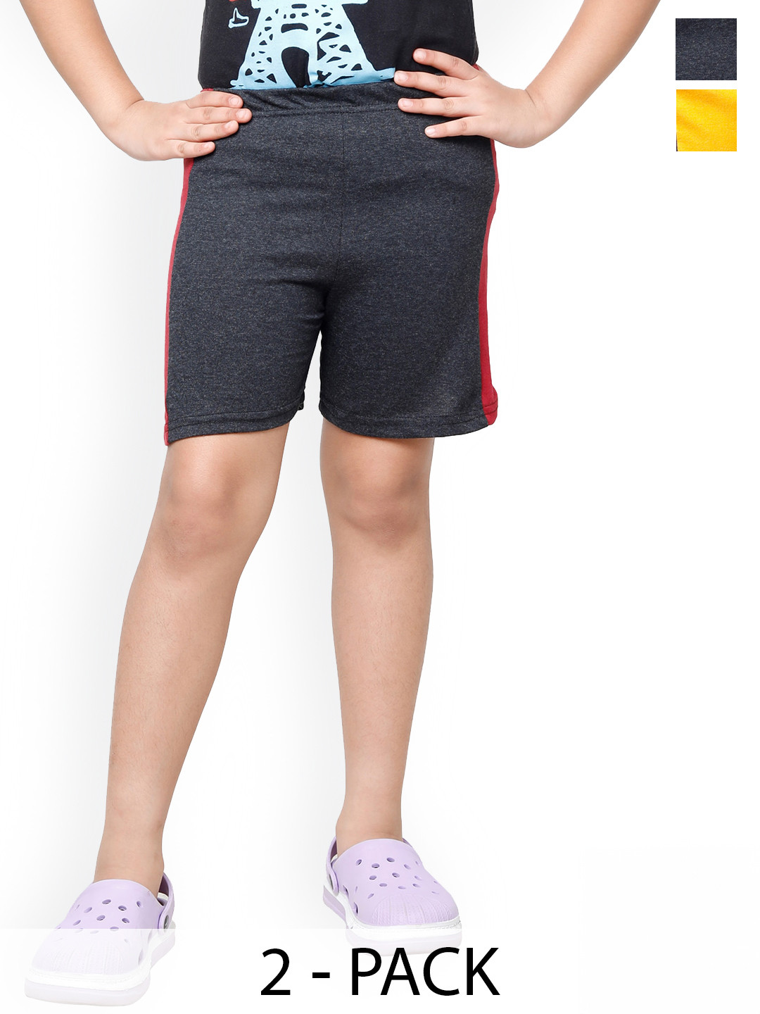 

BAESD Girls Pack of 2 High-Rise Pure Cotton Shorts, Grey