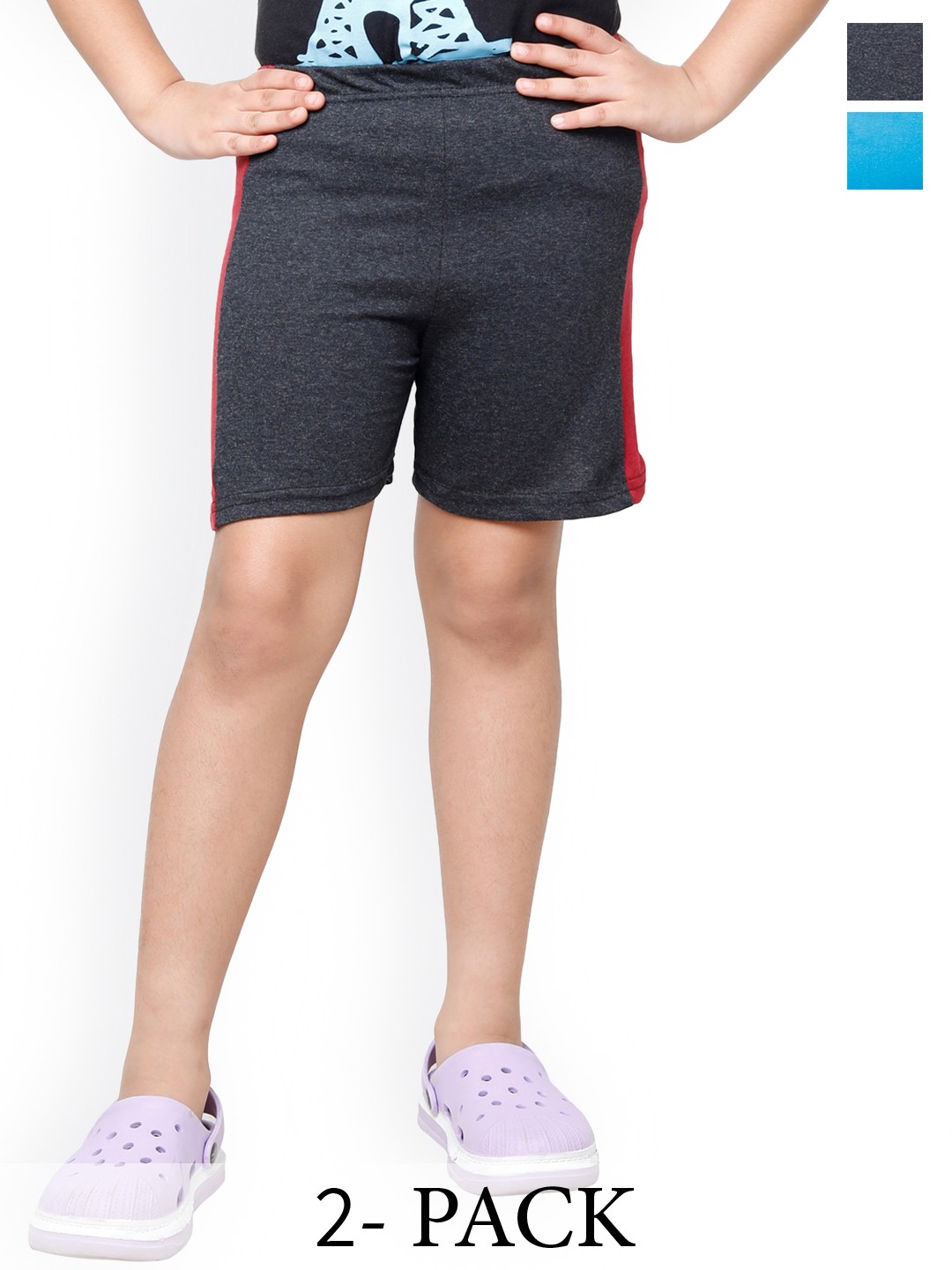 

BAESD Girls Pack Of 2 High-Rise Pure Cotton Regular Shorts, Grey