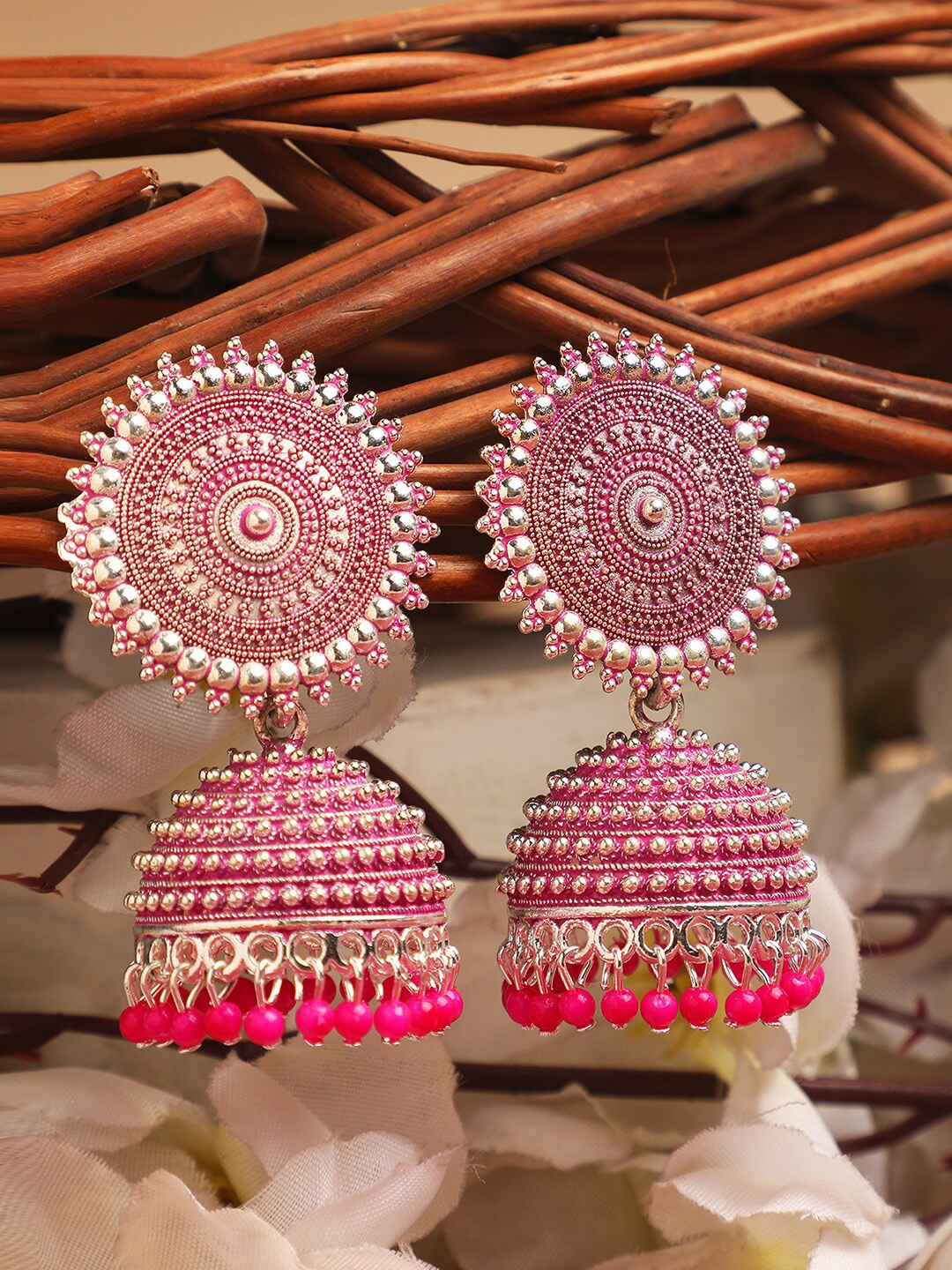 

ANIKAS CREATION Gold-Plated Contemporary Jhumkas Earrings