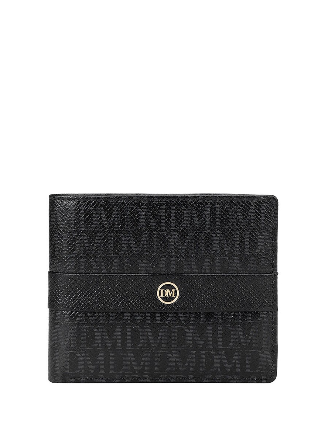 

Da Milano Textured Two Fold Leather Wallet, Black