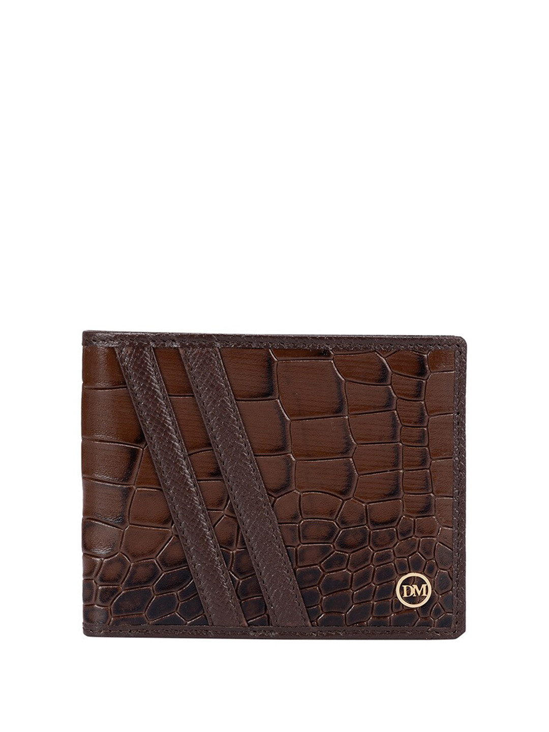 

Da Milano Men Textured Leather Two Fold Wallet, Brown