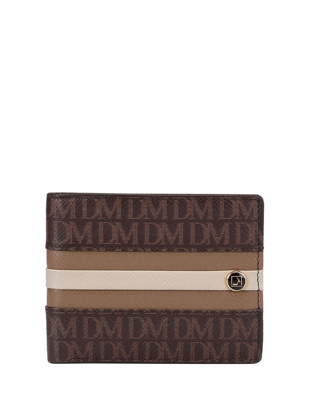 

Da Milano Typography Printed Leather Two Fold Wallet, Brown
