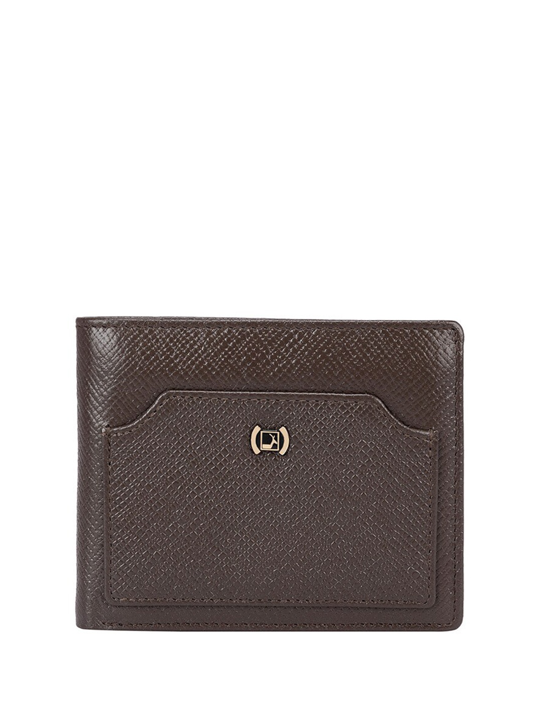 

Da Milano Men Textured Leather Two Fold Wallet, Brown