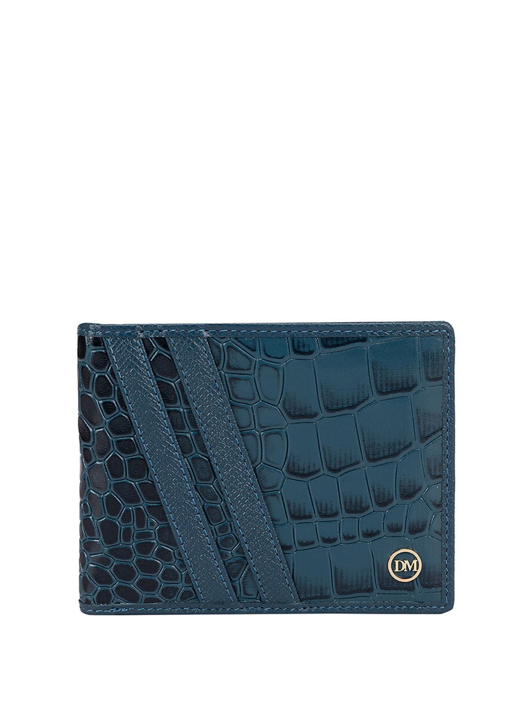 

Da Milano Abstract Textured Leather Two Fold Wallet, Blue