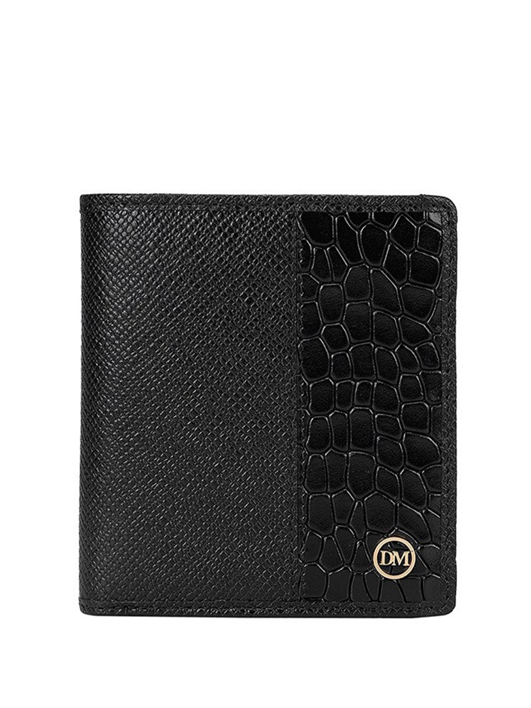 

Da Milano Abstract Textured Leather Two Fold Wallet, Black