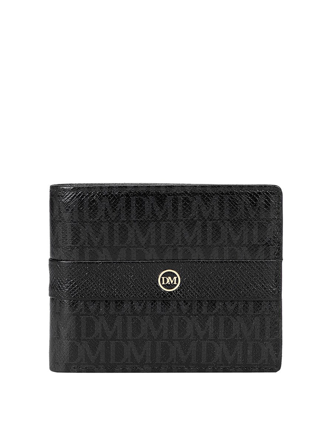 

Da Milano Men Printed Leather Two Fold Wallet, Black