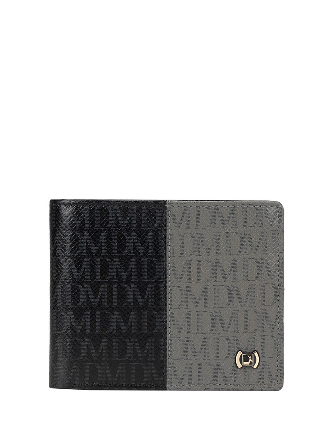 

Da Milano Typography Textured Leather Two Fold Wallet, Black