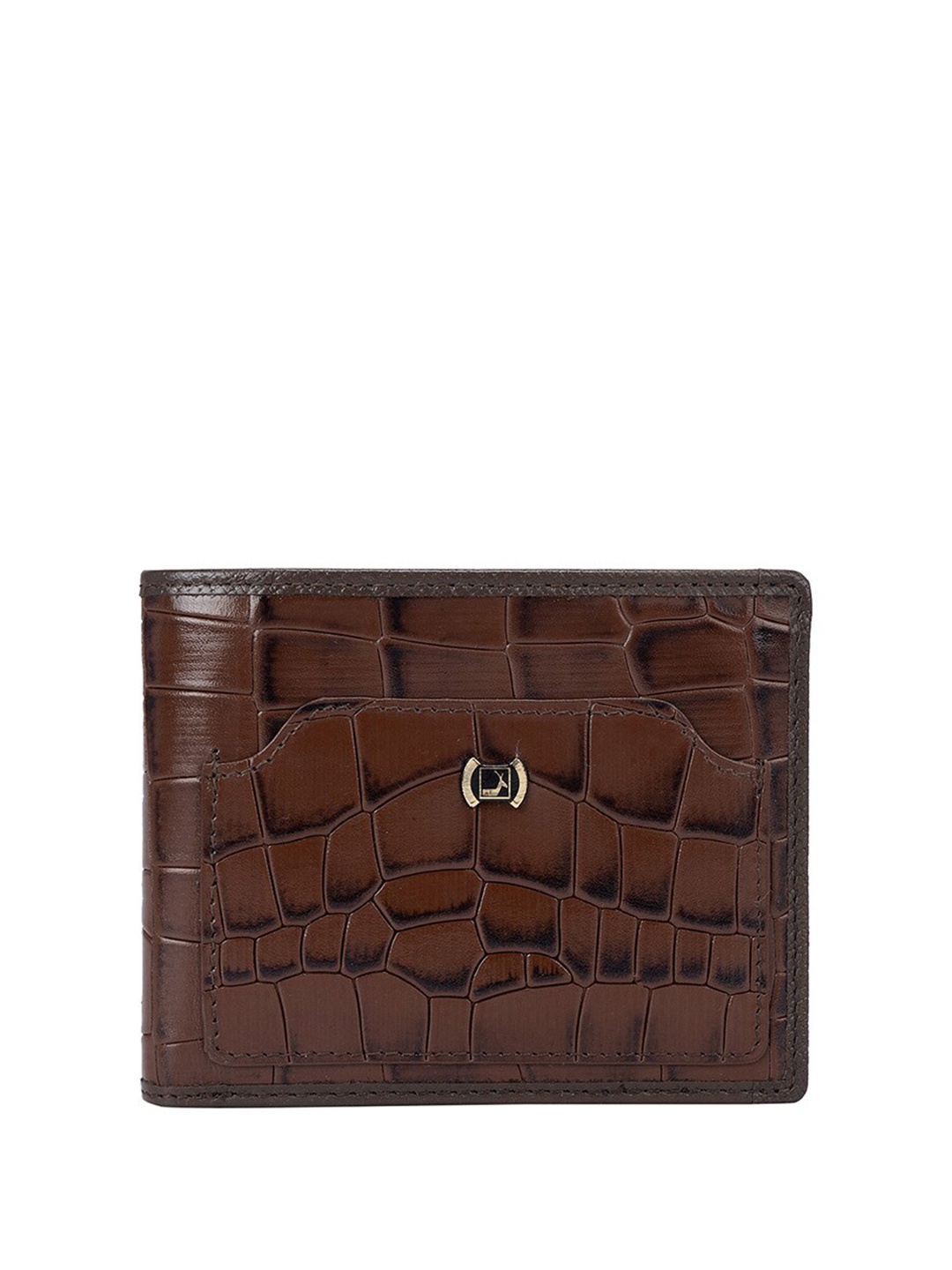 

Da Milano Abstract Textured Two Fold Leather Wallet, Brown