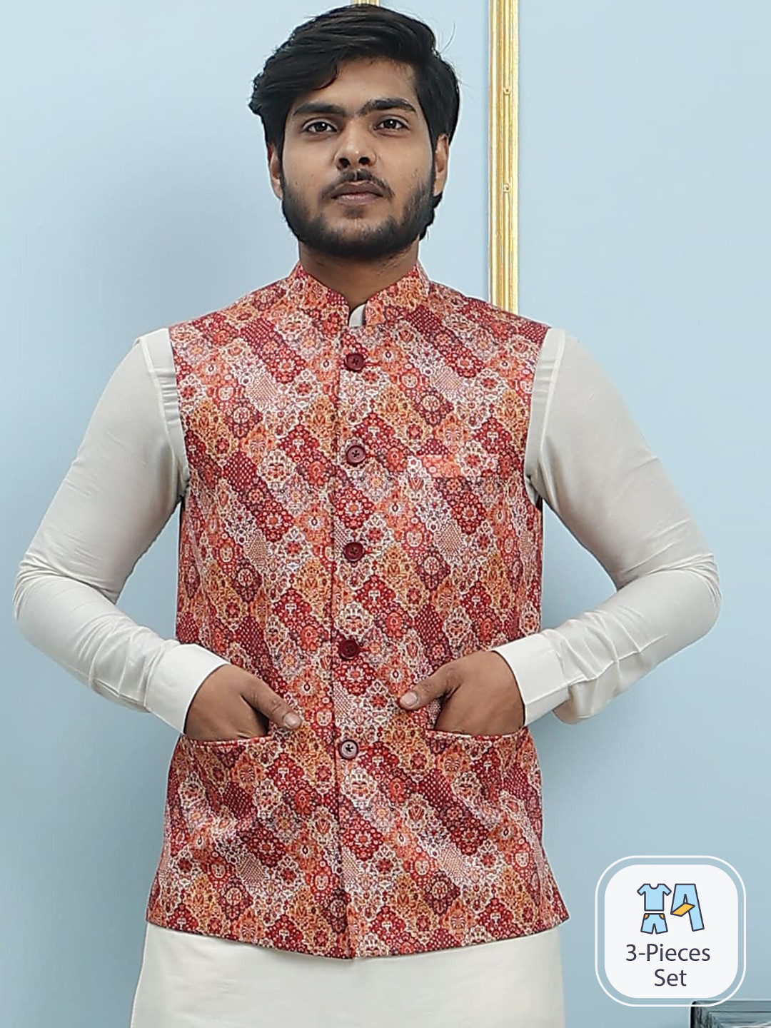 

See Designs Regular Pure Silk Kurta & Pyjamas With Nehru Jacket, White