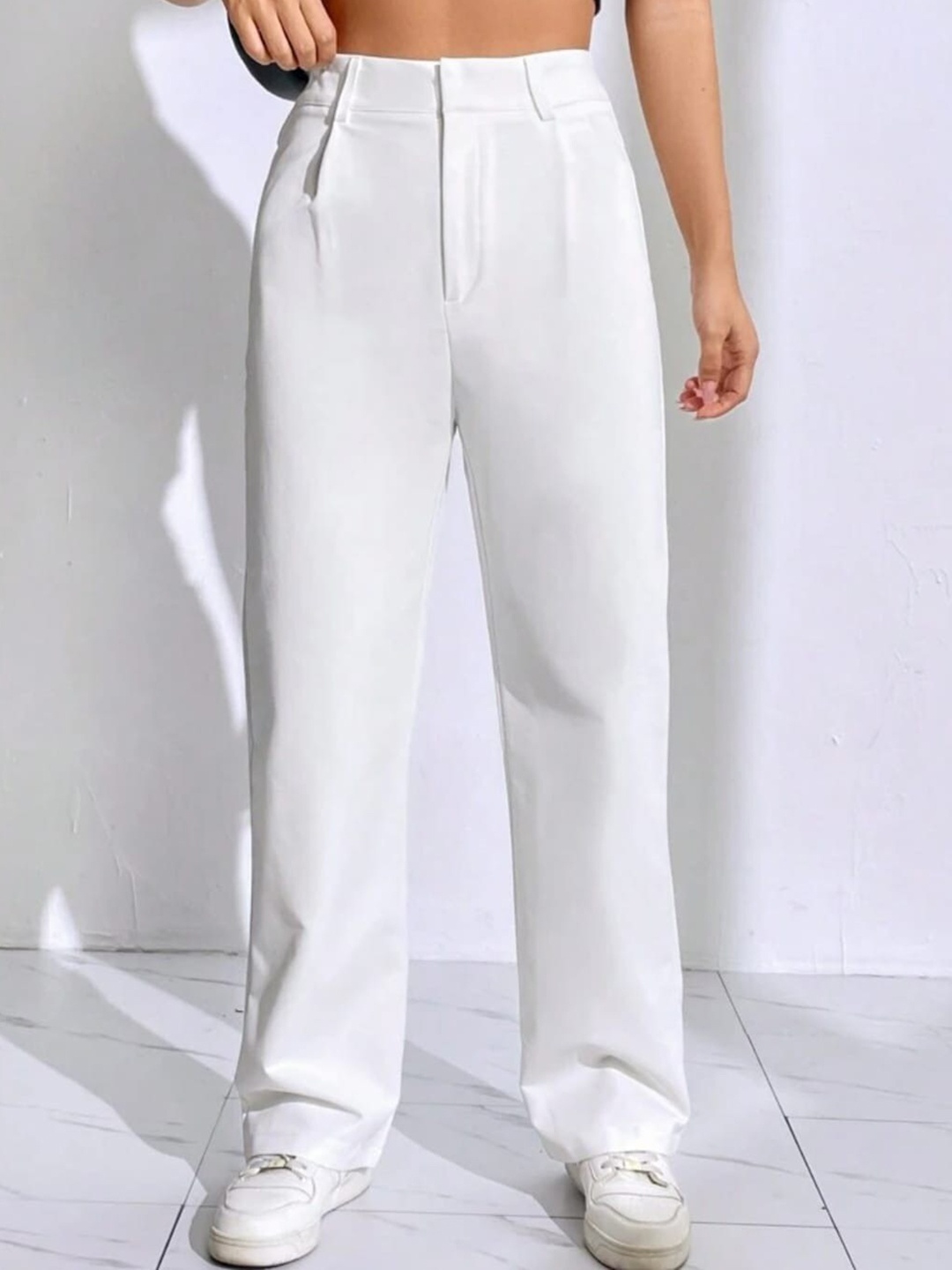 

Next One Women Smart Loose Fit High-Rise Parallel Trousers, White