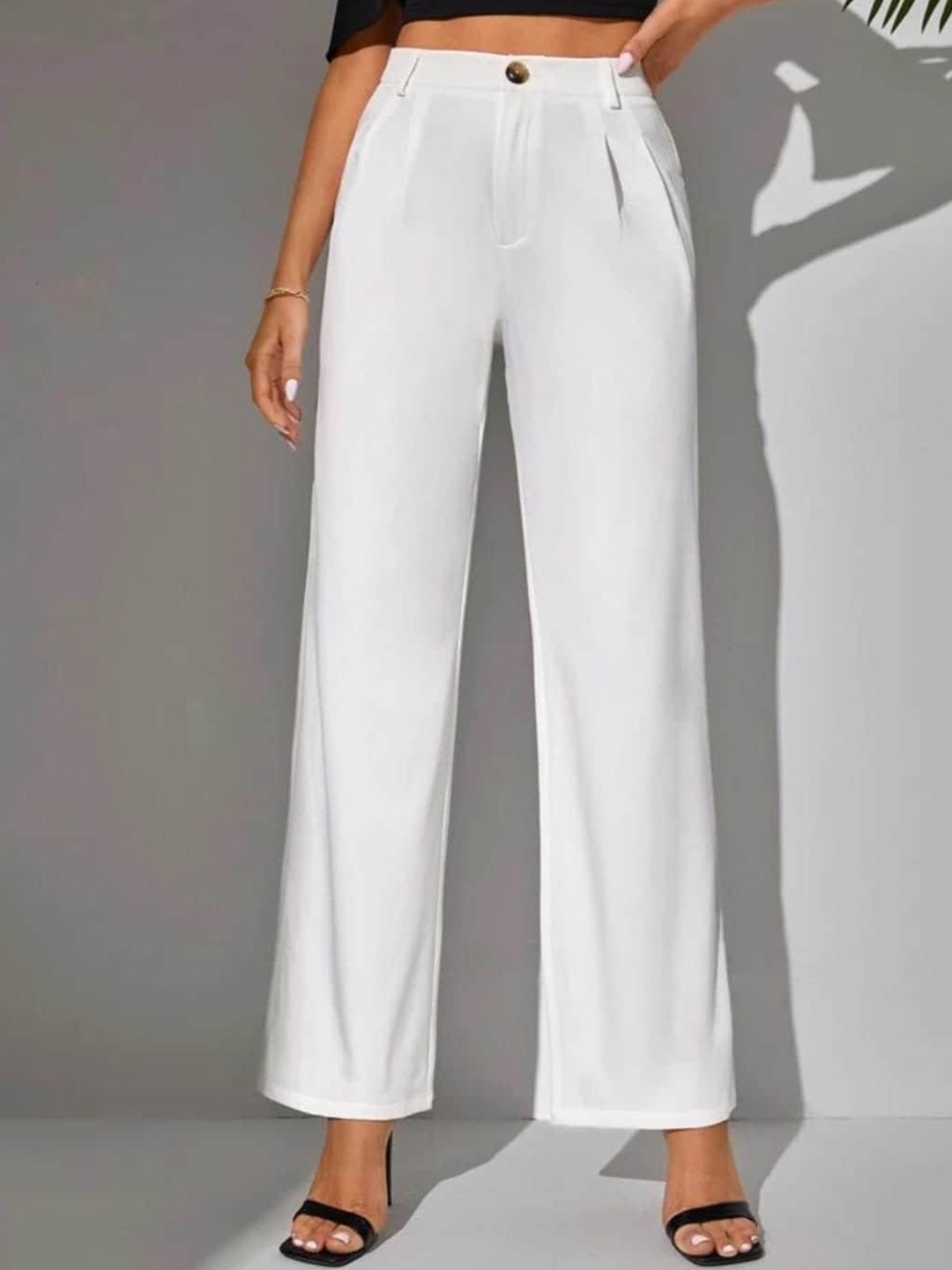 

Next One Women Smart High-Rise Easy Wash Loose Fit Parallel Trousers, White