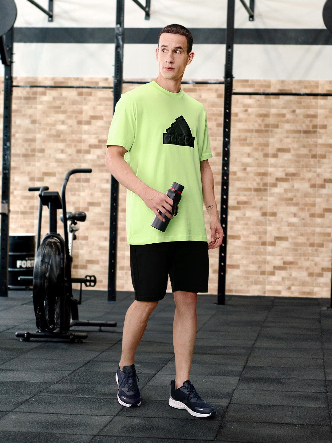 

ADIDAS Men Loose Fit Brand Logo Printed T-shirt, Green