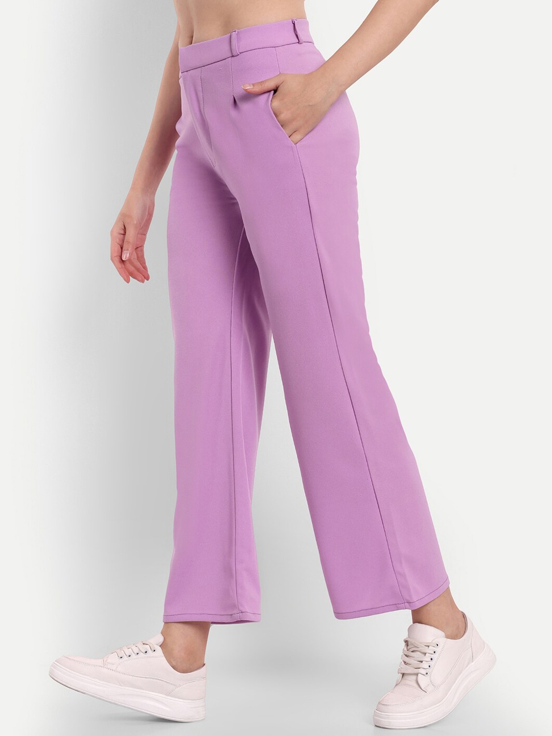 

BROADSTAR Women Smart Loose Fit High-Rise Easy Wash Trousers, Lavender