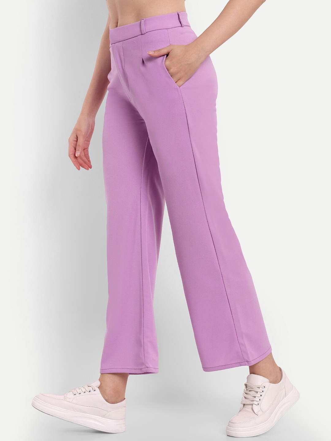 

BROADSTAR Women Smart Loose Fit High-Rise Easy Wash Trousers, Lavender