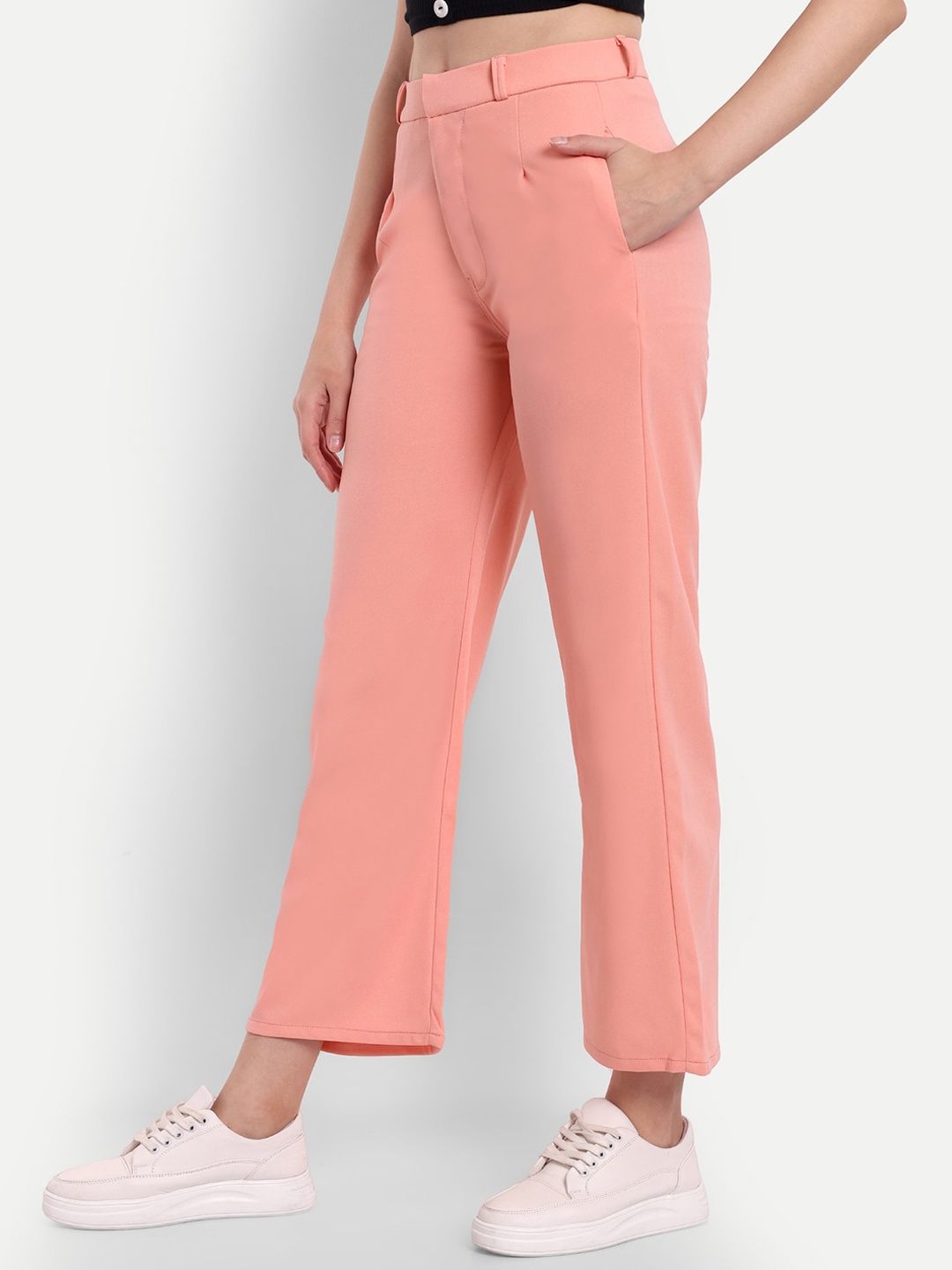 

Next One Women Smart Loose Fit High-Rise Parallel Trousers, Pink