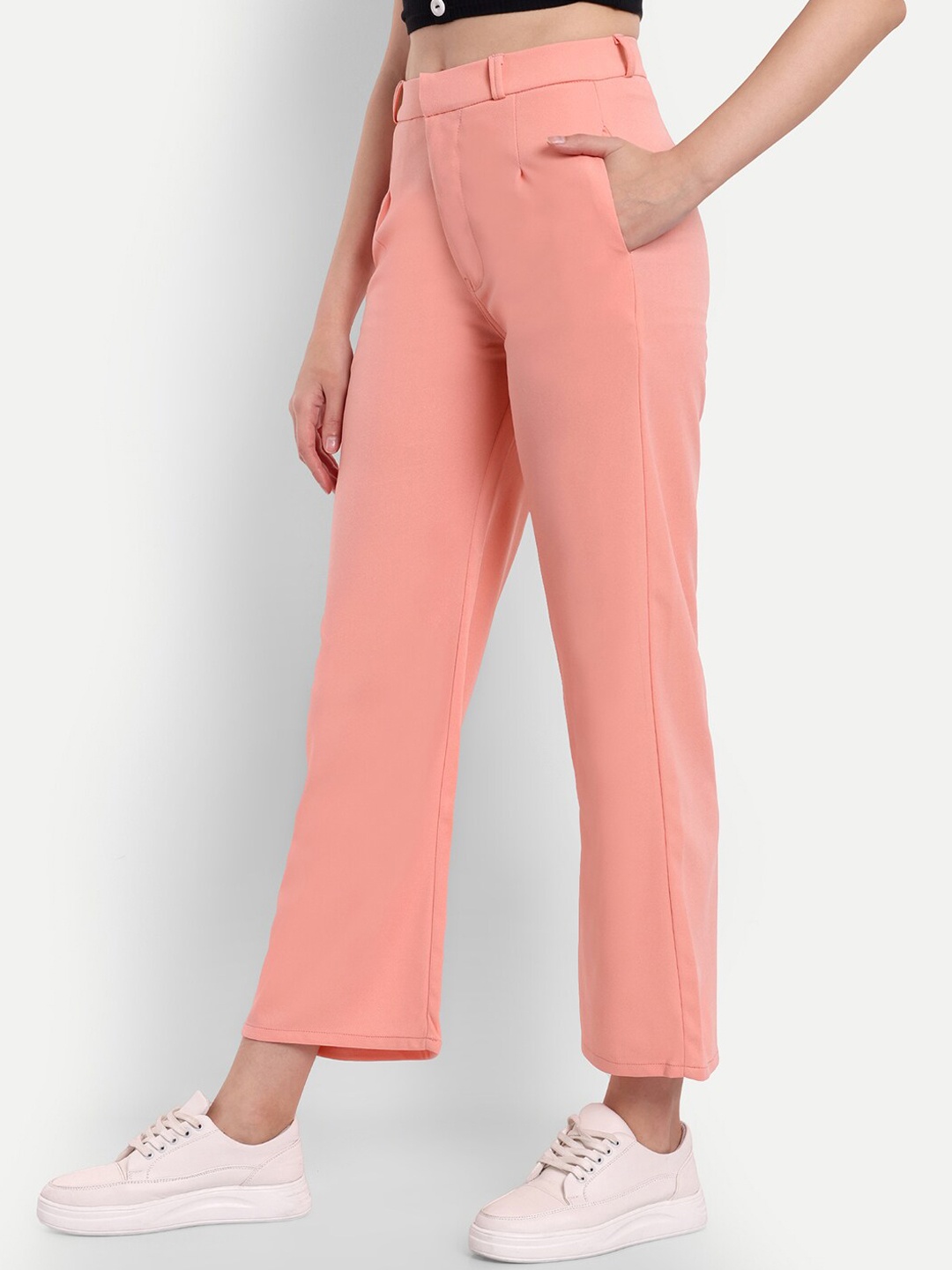 

Next One Women Smart Loose Fit High-Rise Easy Wash Trousers, Pink