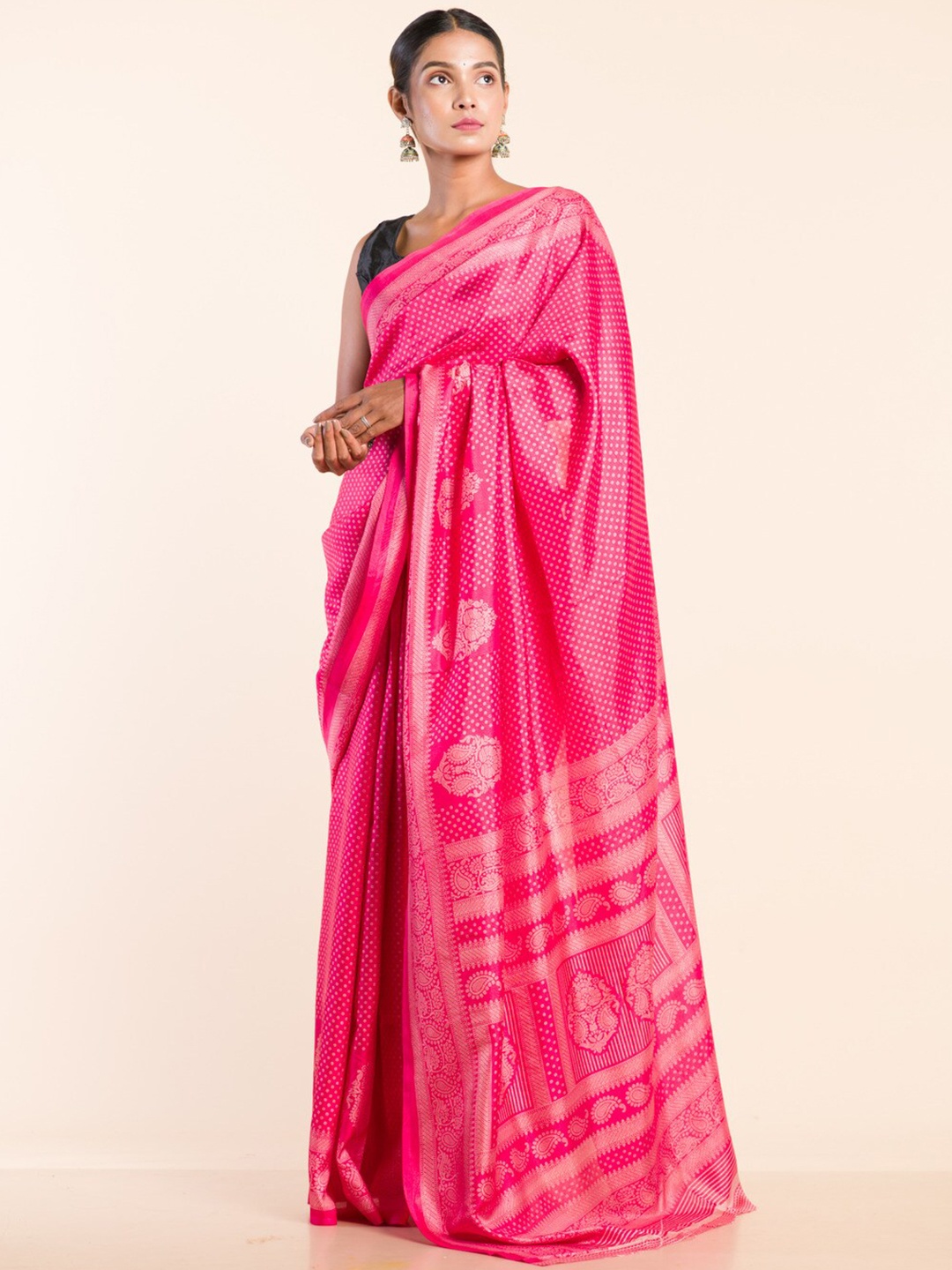 

HERE&NOW Paisley Printed Saree, Pink