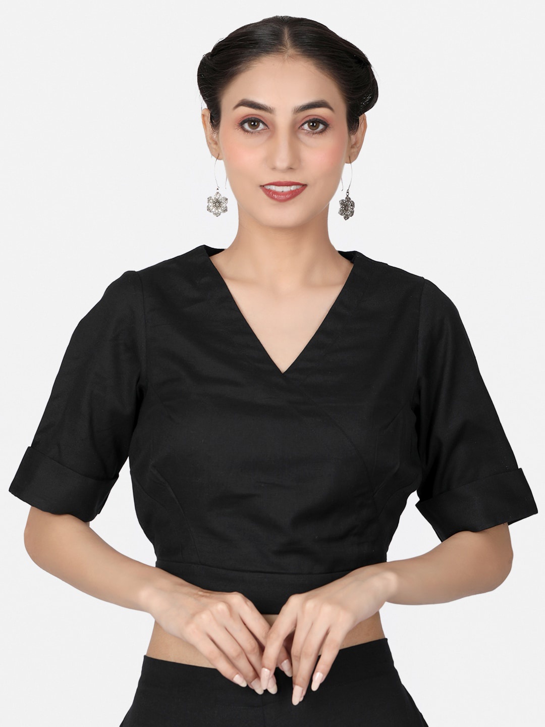 

Llajja Pure Cotton Readymade Saree Blouse, Black